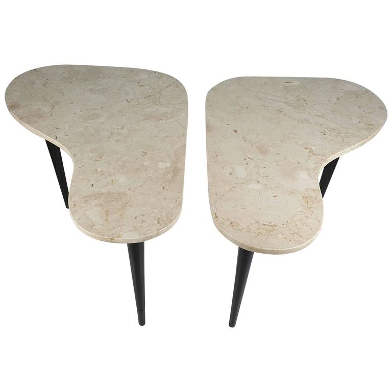 Pair Italian Modernist Marble Amoeba End Tables For Sale at 1stDibs