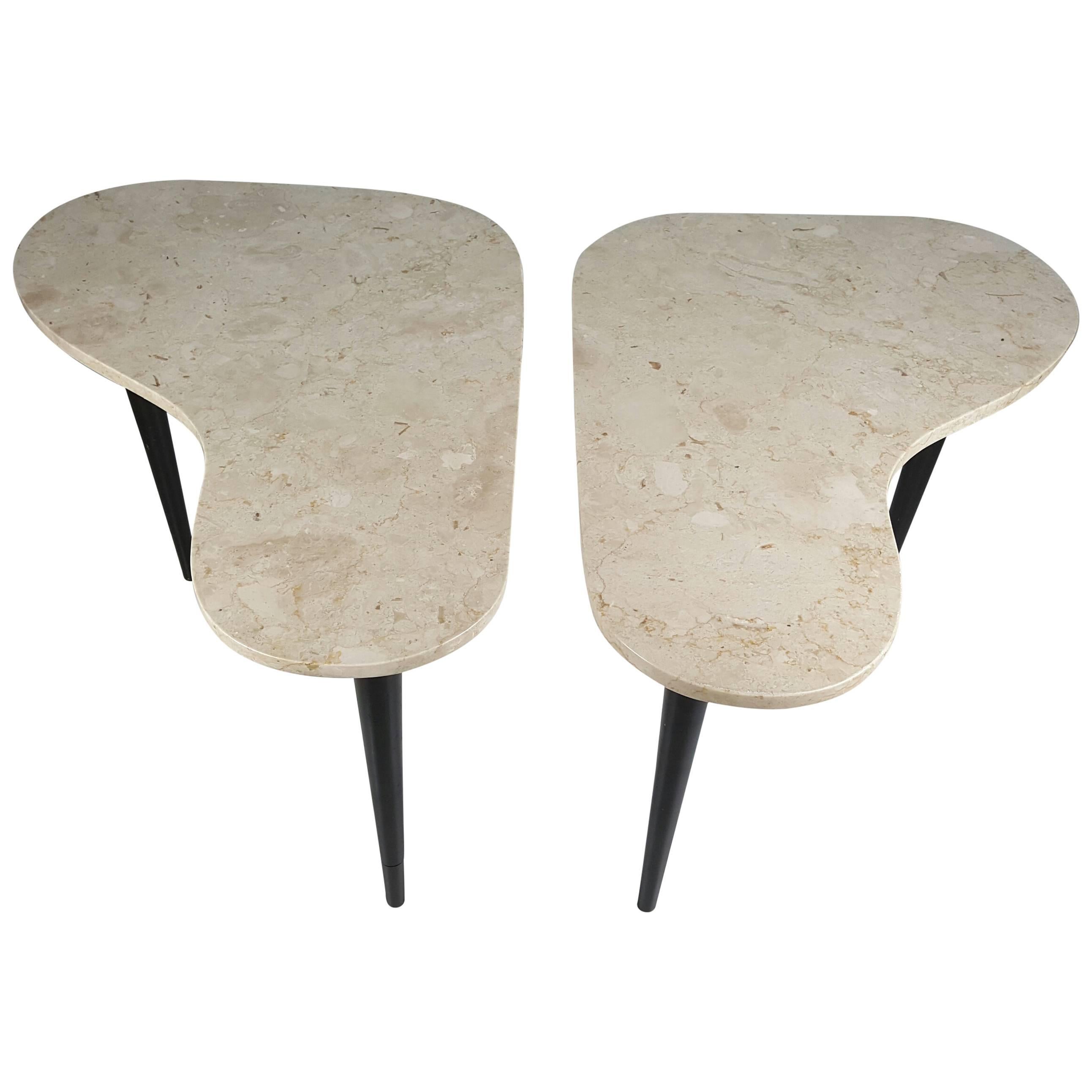Pair Italian Modernist Marble Amoeba End Tables For Sale at 1stDibs