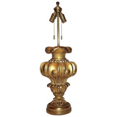French Carved Wood Water Gilt Lamp