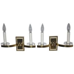 Pair of French Moderne Brass Wall Sconces