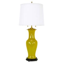 Retro Warren Kessler Ochre Yellow Vase-Form Table Lamp