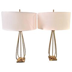 Mid-Century Modern Brass Table Lamps