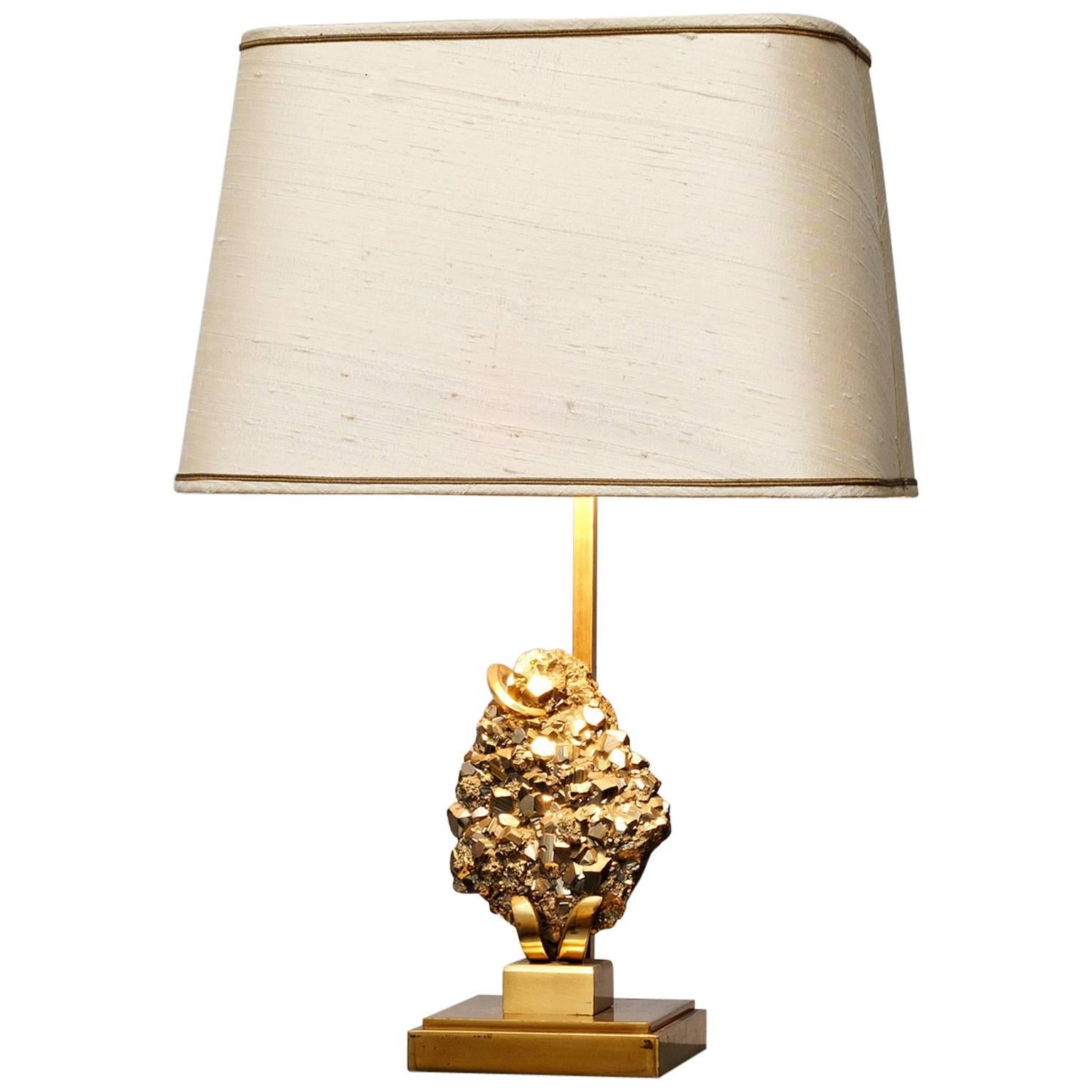 Willy Daro Table Lamp in Brass and Agate