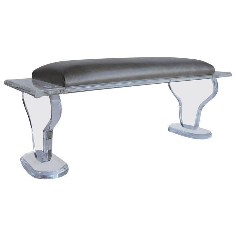 Leather Upholstered Lucite Bench at 1stdibs