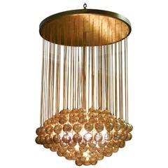 Large Brass Chandelier with Perforated Spheres by Zero Quattro
