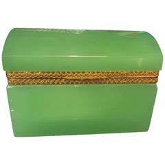 French 19th Century Green Opaline Box