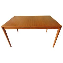 Extendable Teak Dining Table with Inlay by H. W. Klein for Bramin