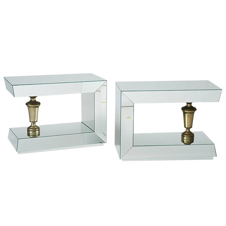 James Mont Pair of Mirrored End Tables For Sale at 1stDibs