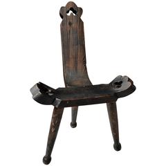 Antique 1910 Wooden Birthing Chair or Birthing Stool