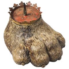 18th Century Carved Wood Lion's Paw Candlestick