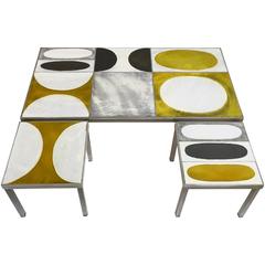 Exceptional Set of Coffee Table and Side Tables by Roger Capron 