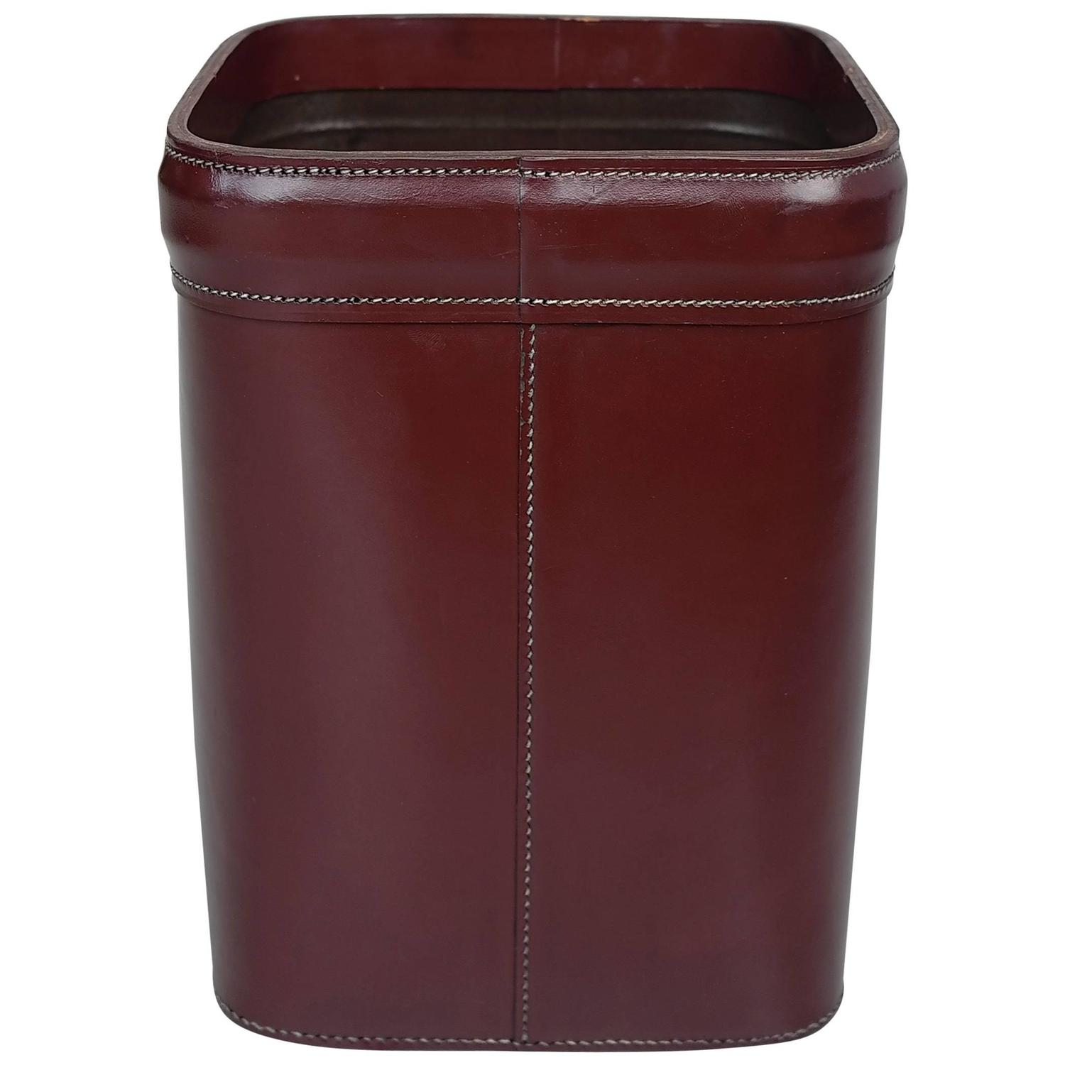 Leather Waste Paper basket, France 1950's at 1stdibs