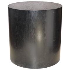 Large Ebonized Wood Cylinder Pedestal Table