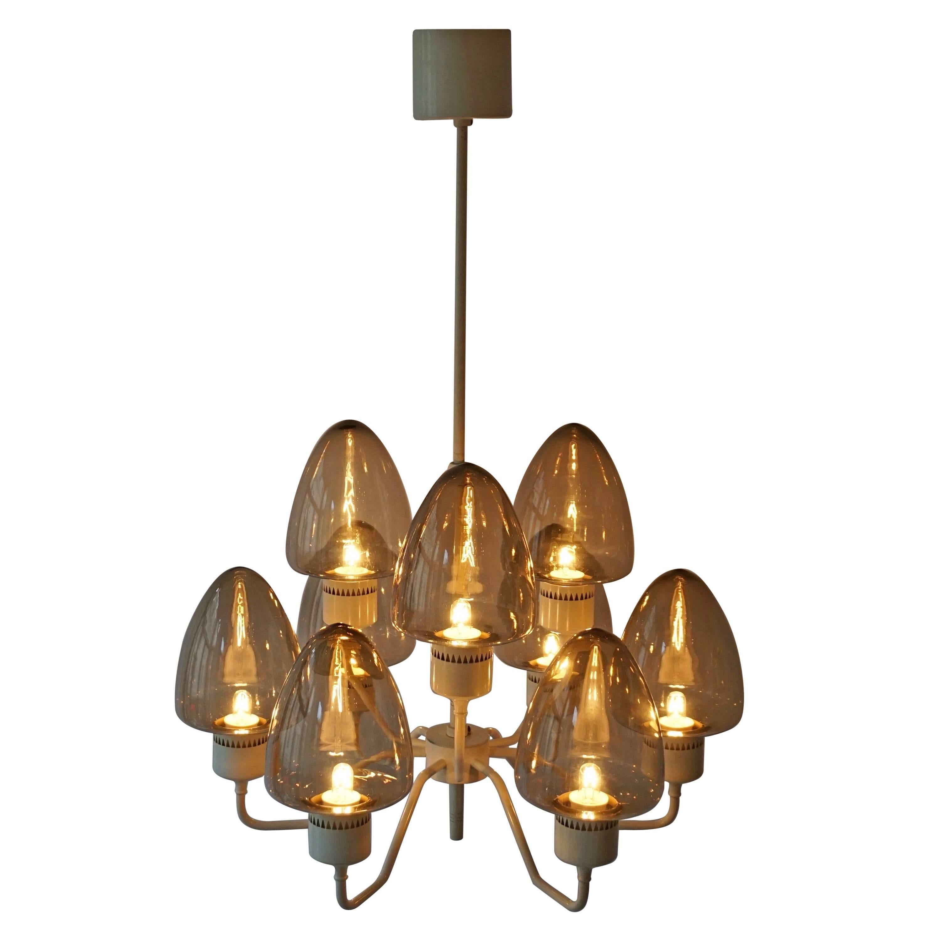 Mid-Century Swedish Glass Chandelier by Hans-Agne Jakobsson For Sale