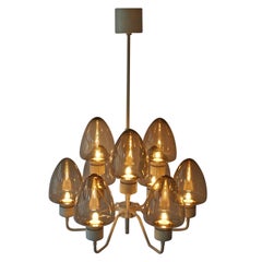 Vintage Mid-Century Swedish Glass Chandelier by Hans-Agne Jakobsson