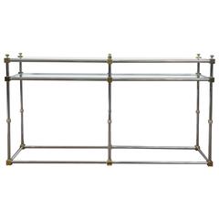 Hollywood Regency Chrome and Brass Two-Tier Console