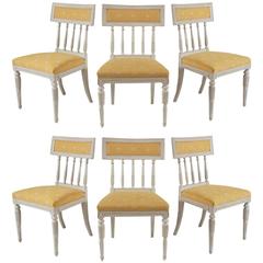Set of Six Swedish Gustavian Painted Dining or Side Chairs 7