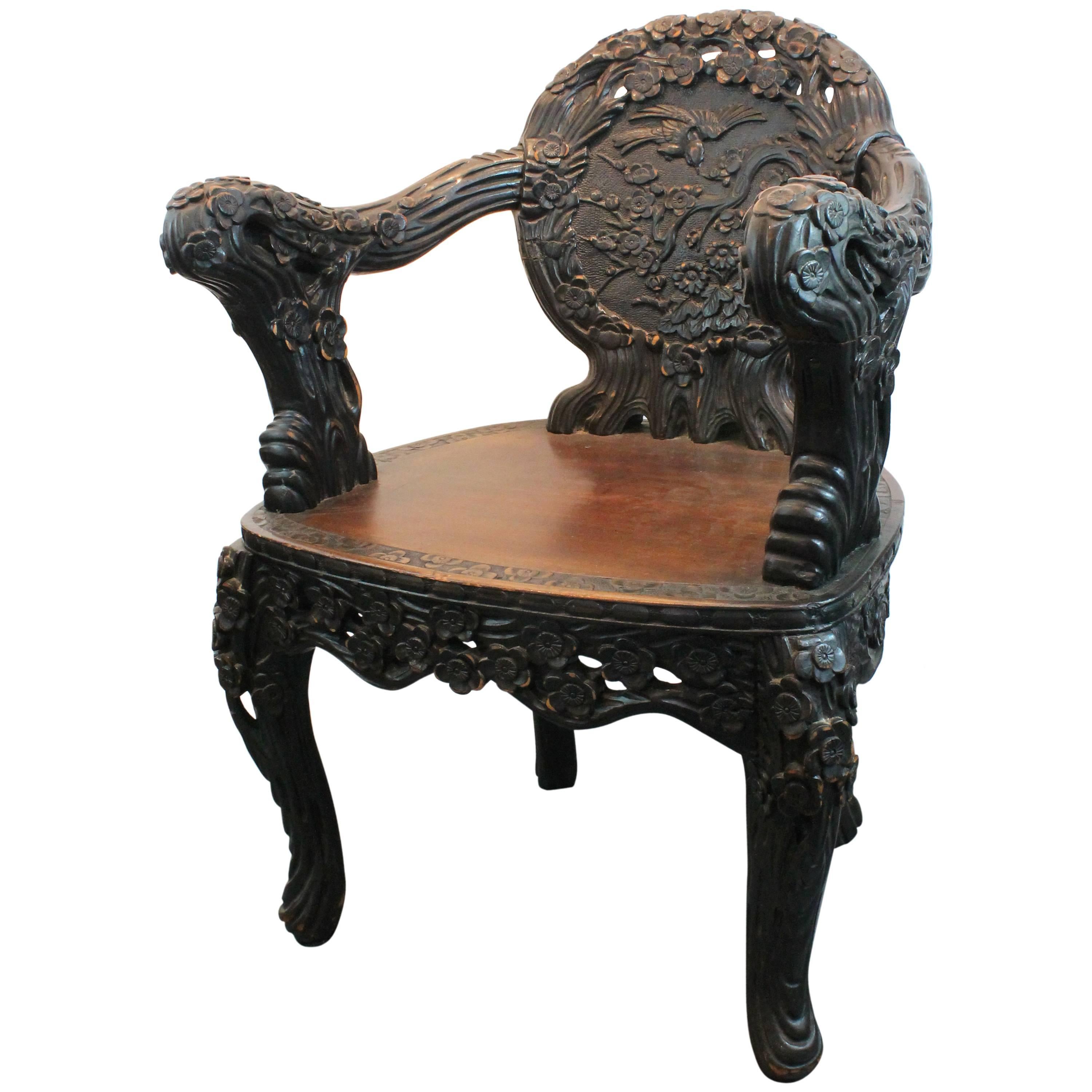 Heavily Carved Chinese Arm Chair