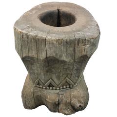 19th Century Native American Carved Wood Mortar