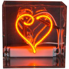 Red Neon Heart in Clear Acrylic Box