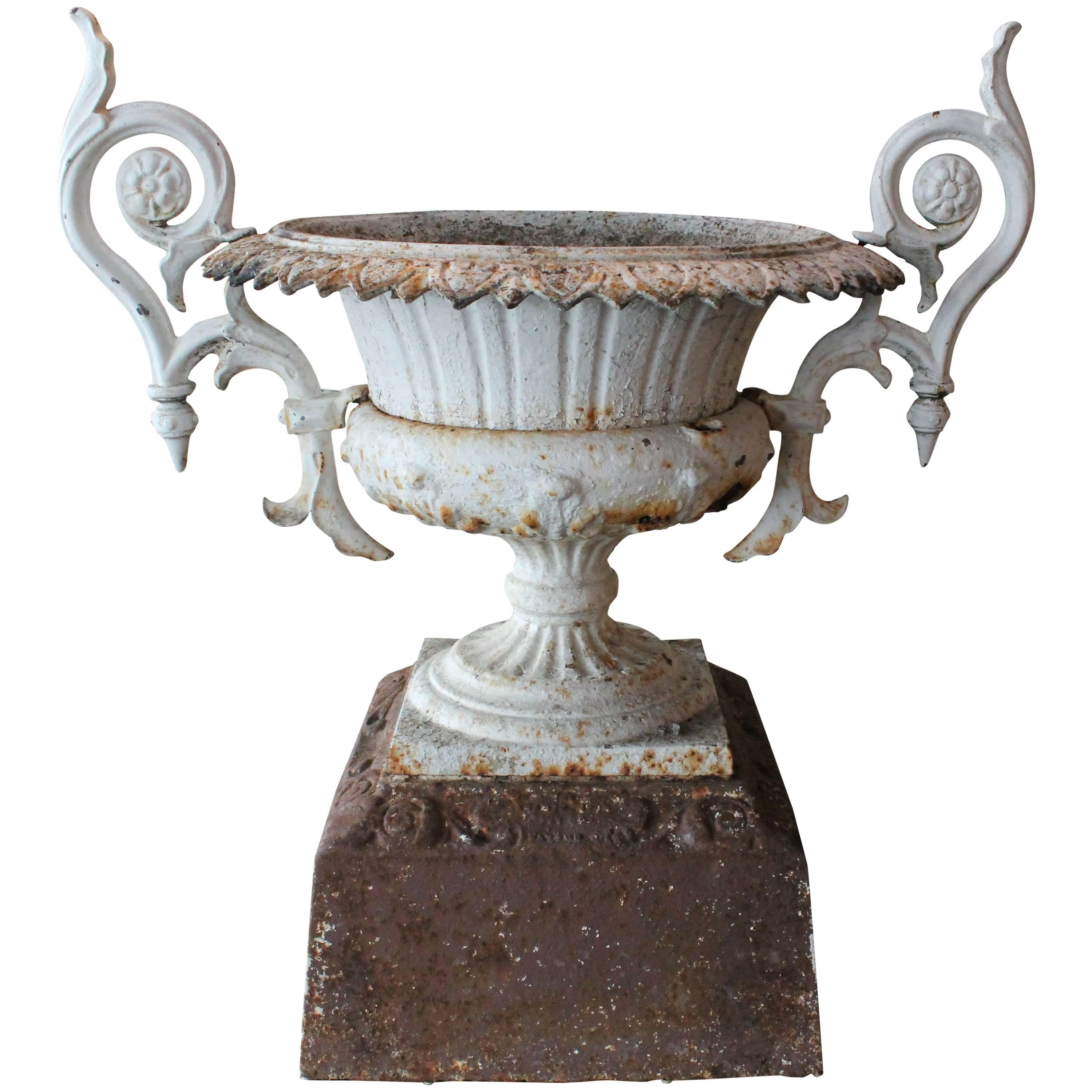 19th Century Cast Iron Double Handled Urn For Sale