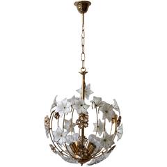 Hollywood-Regency Style Brass Chandelier 9