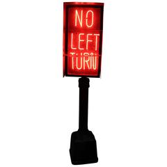 1930's Neon "No Left Turn" Traffic Freestanding Light