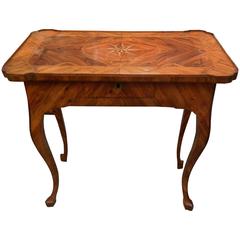 Antique French Tray Top Kingwood Table with Three Drawers, 18th Century