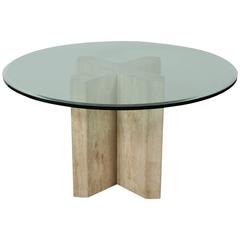Beautiful Polished Travertine "X" Base Table