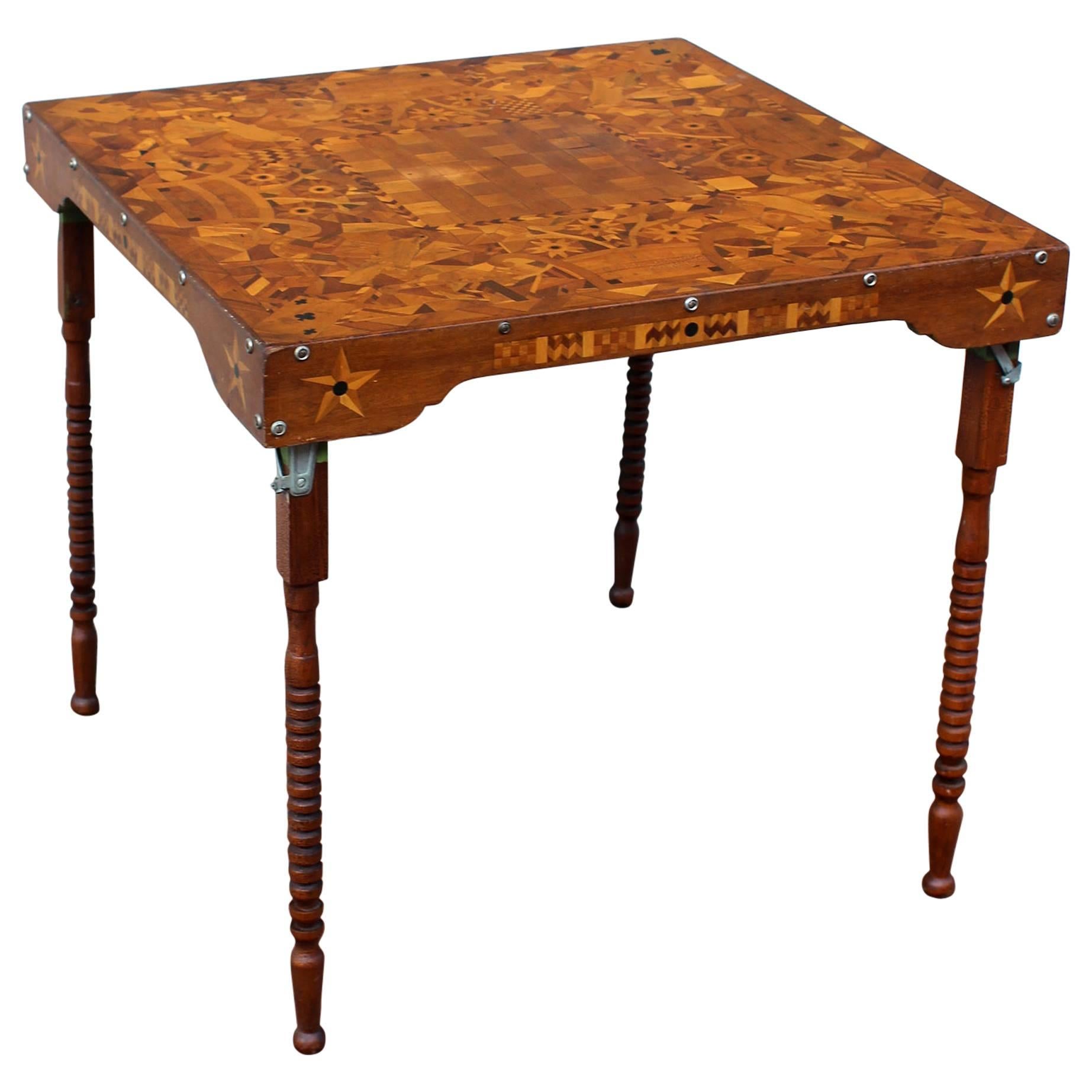 Outstanding Inlaid Folding Game Table