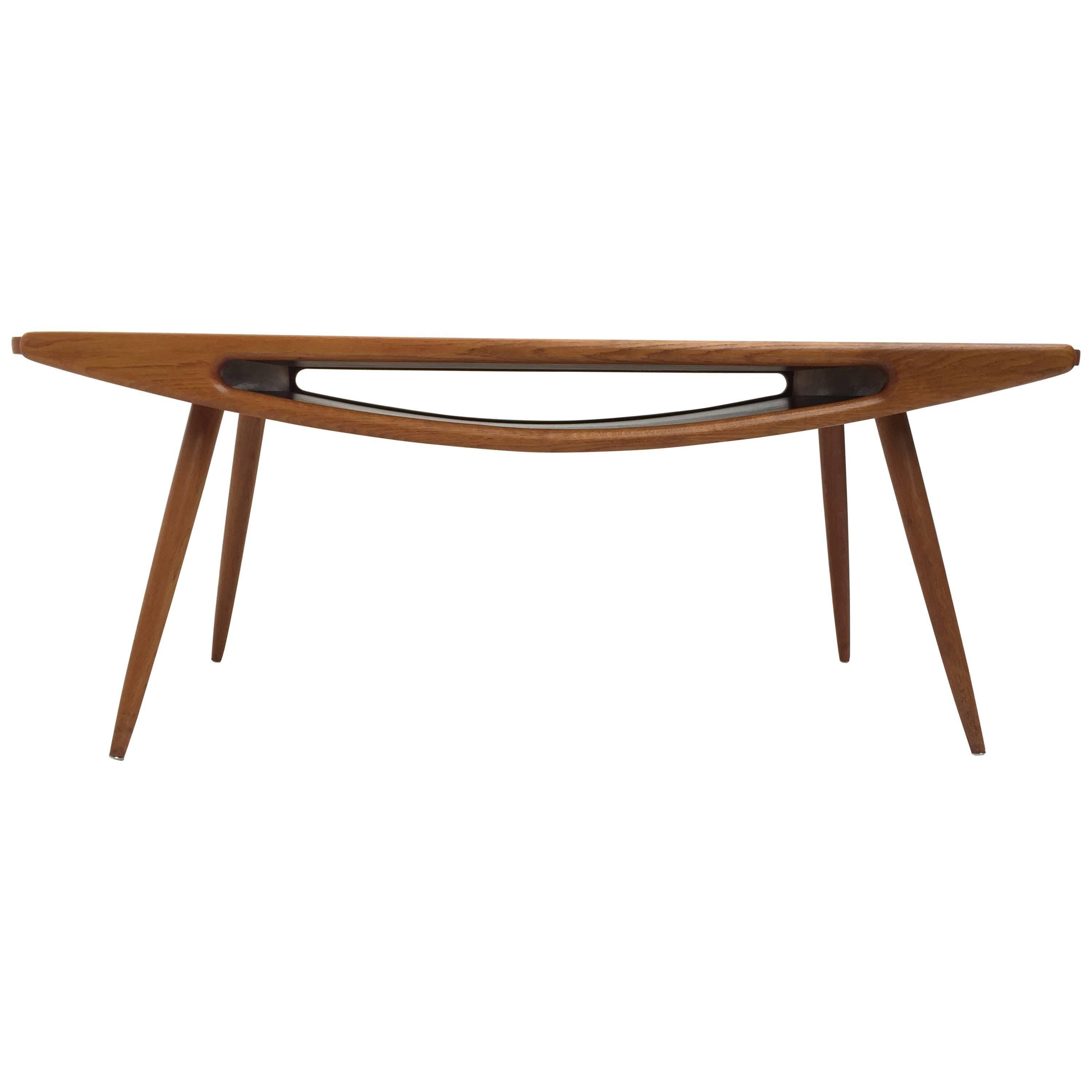 Danish 'Smiley' Teak and Oak Coffee Table in the Style of Johannes Andersen