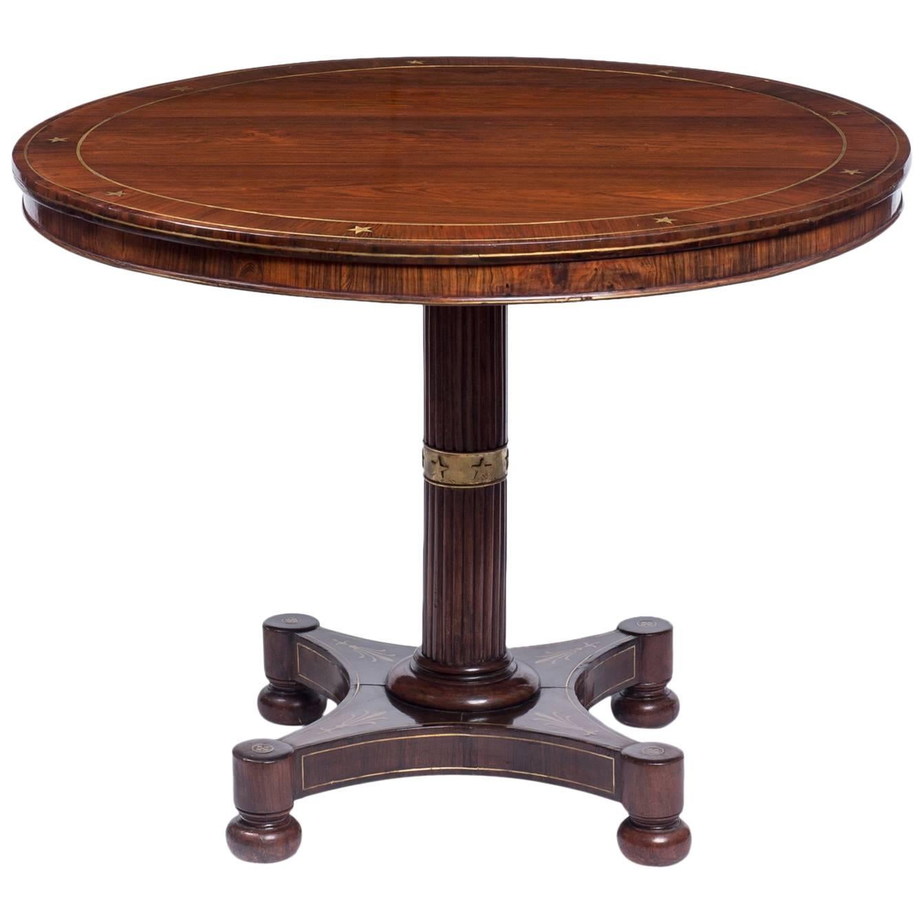 Regency Brass-Inlaid Rosewood Center Table