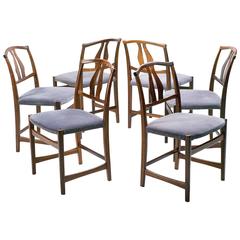 Set of Six Rosewood Vidar Dining Chairs by Carl Malmsten