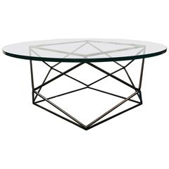 A Milo Baughman Style American Coffee Table with Iron Frame 10