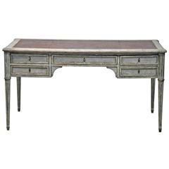Painted French Louis XVI Style Desk with Leather Top