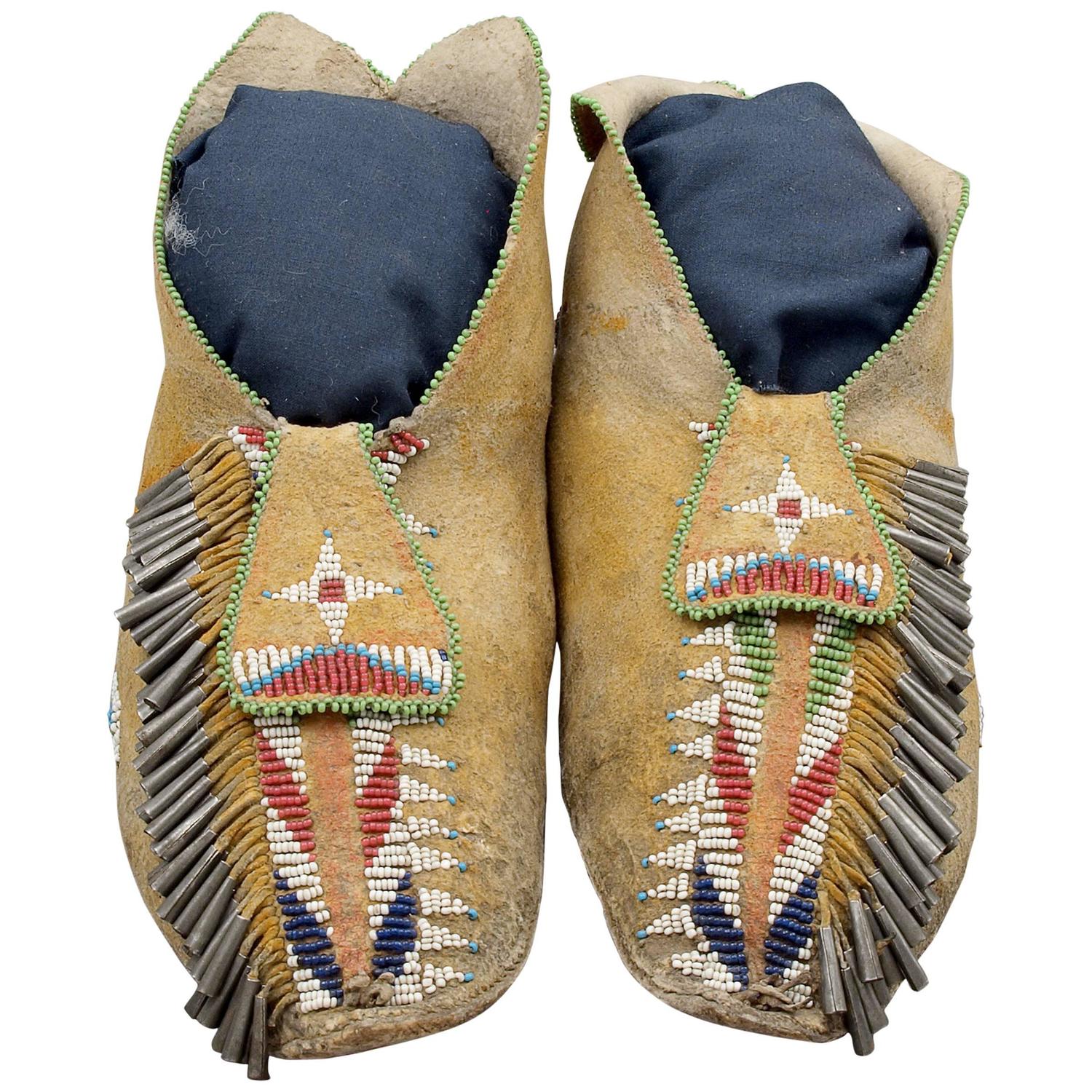 American Indian Beaded Moccasins, Apache, Late 19th Century at 1stdibs