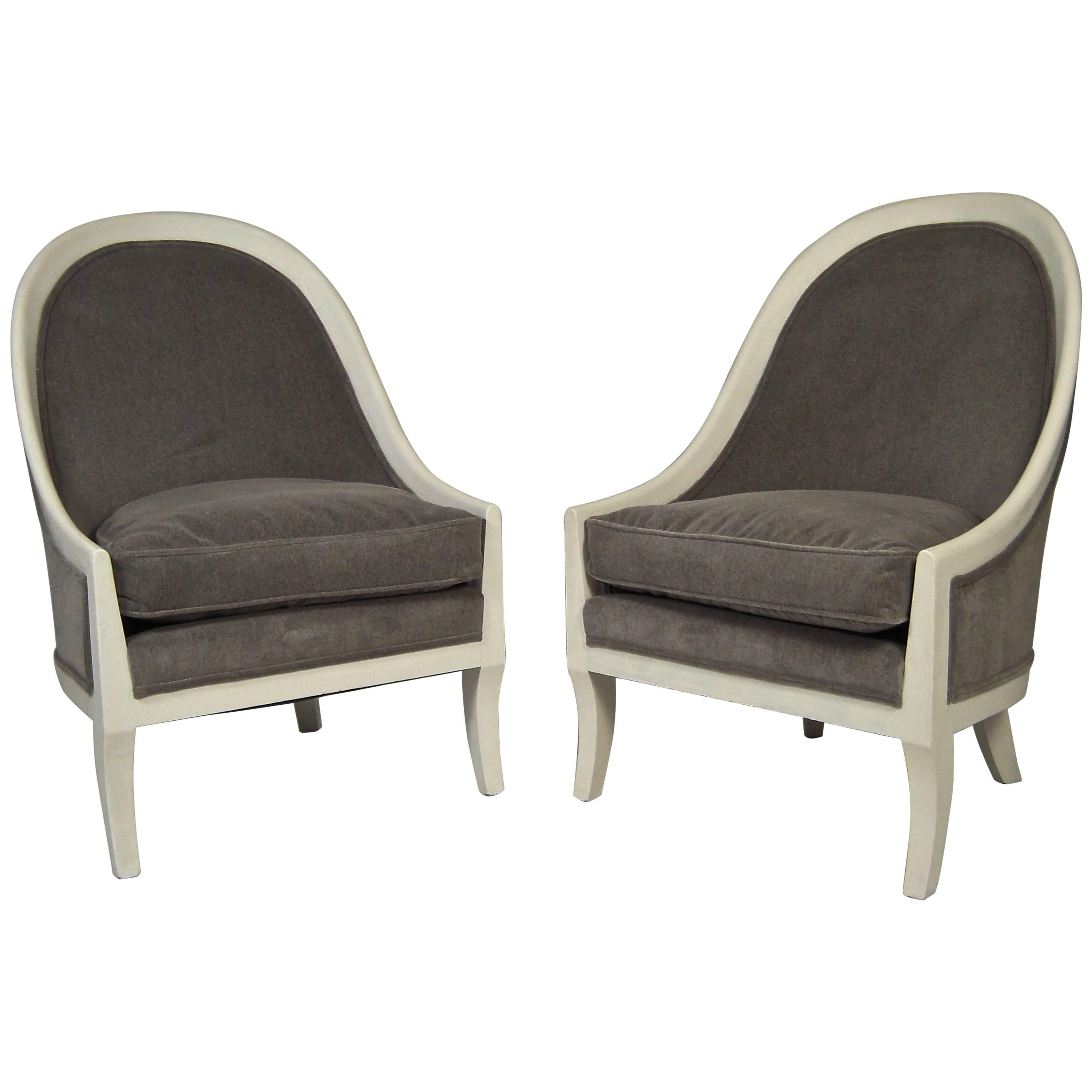 Pair of Regency Style Gondola Back Upholstered Chairs