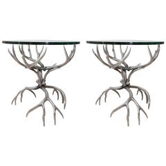 Pair of Aluminum Antler Side Tables by Arthur Court