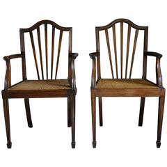 Pair George III Style Mahogany Armchairs 1