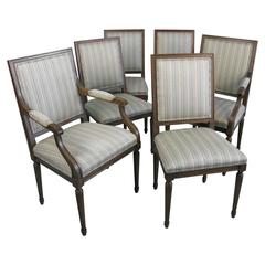 Six 1960s Baker Furniture Dining Chairs, Louis XVI Style