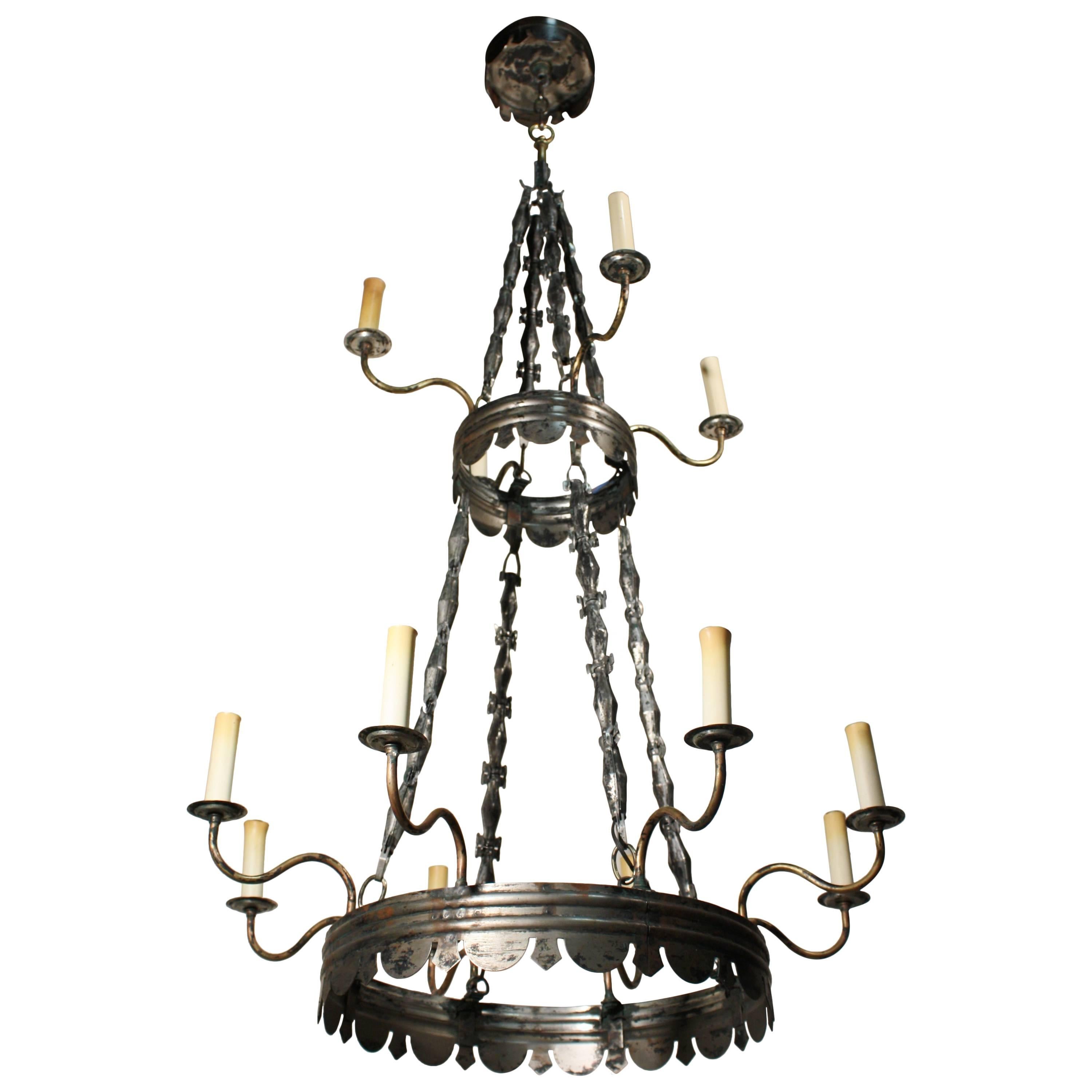 Tole and Brass 12-Light Chandelier
