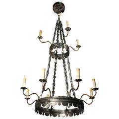 Vintage Tole and Brass 12-Light Chandelier