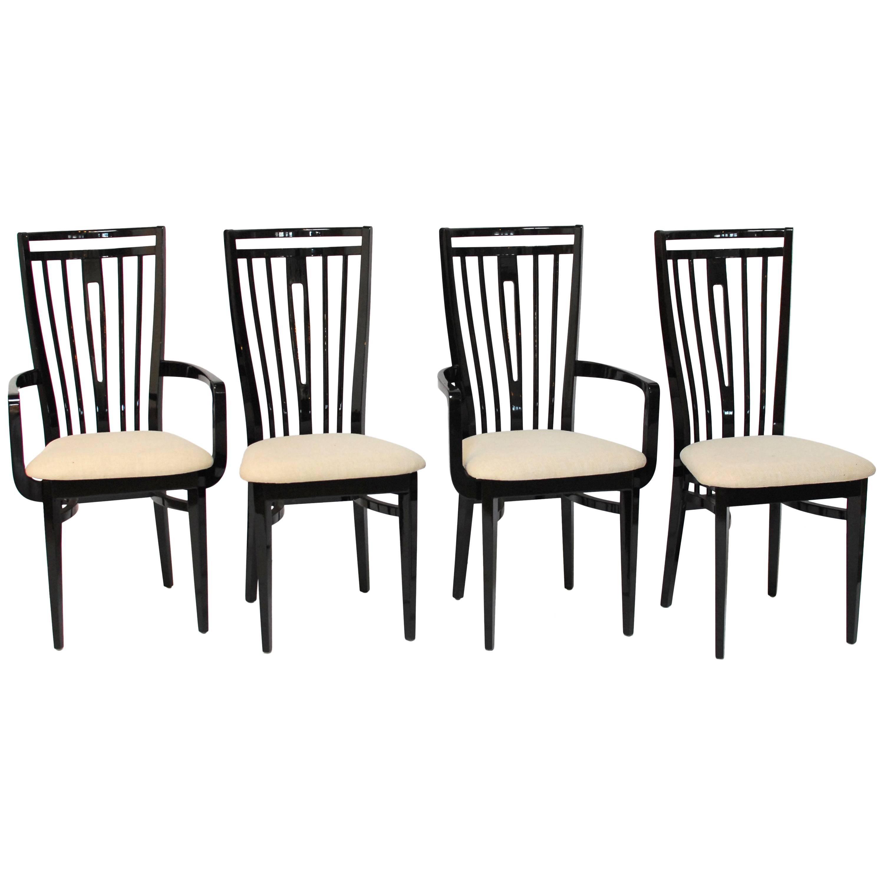 Italian Black Lacquer Dining Chairs