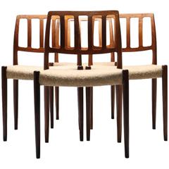 A Set of 4 Rosewood Niels Moller Model 83 Side Chairs