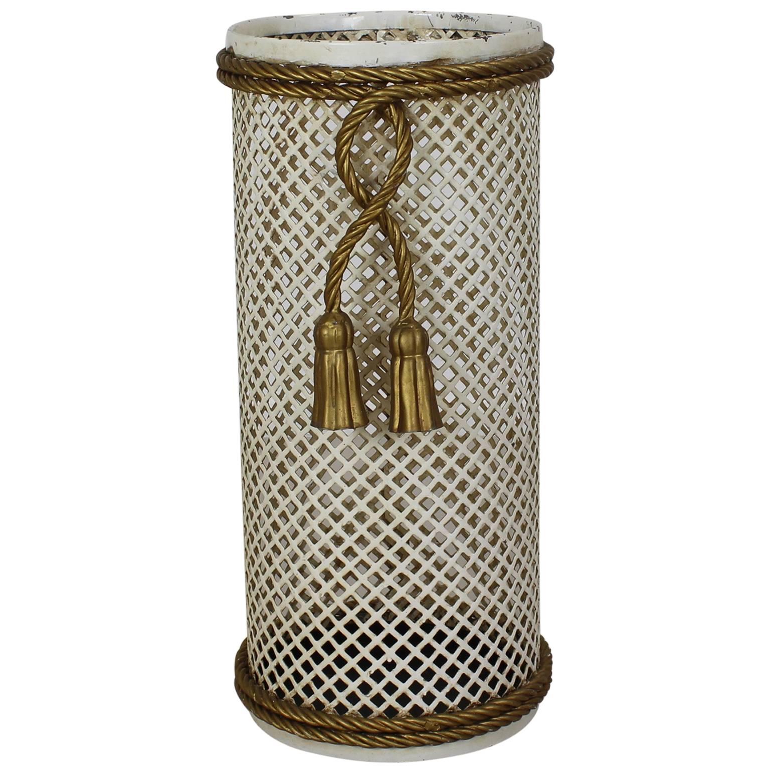 France Hollywood Regency Style Umbrella Stand with Gilded Drapery Cord