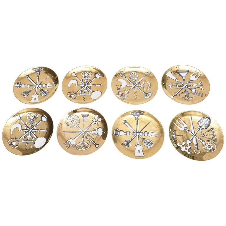 Italian Fornasetti Rare Set of Eight Dinner Plates "Posateria" /SALE at