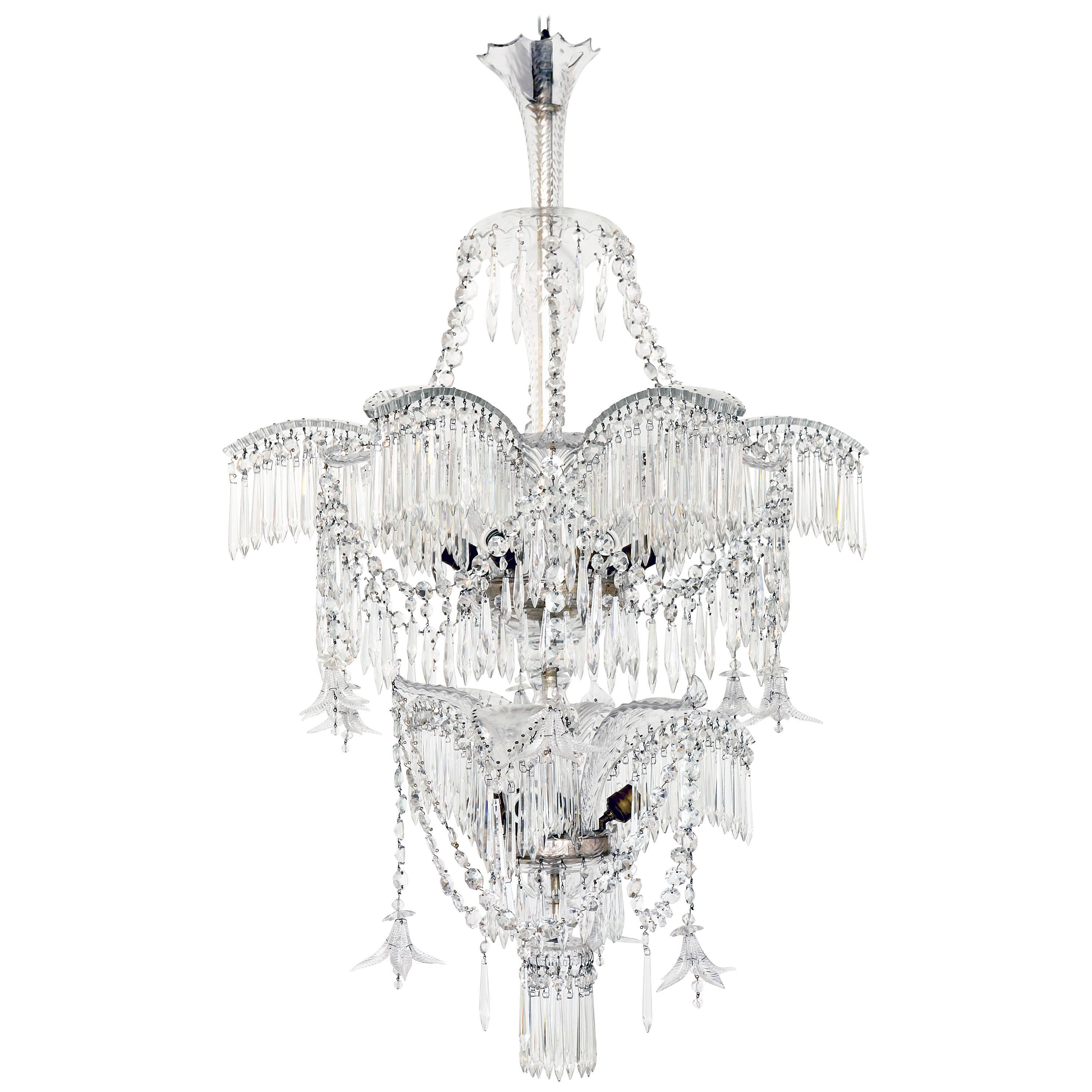Crystal Palm Tree Chandelier, 1920 For Sale