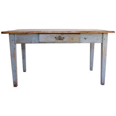 Rustic Painted Farm Table or Writing Desk with Drawer 