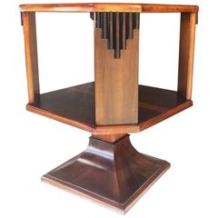 Antique Art Deco English small table top revolving bookcase