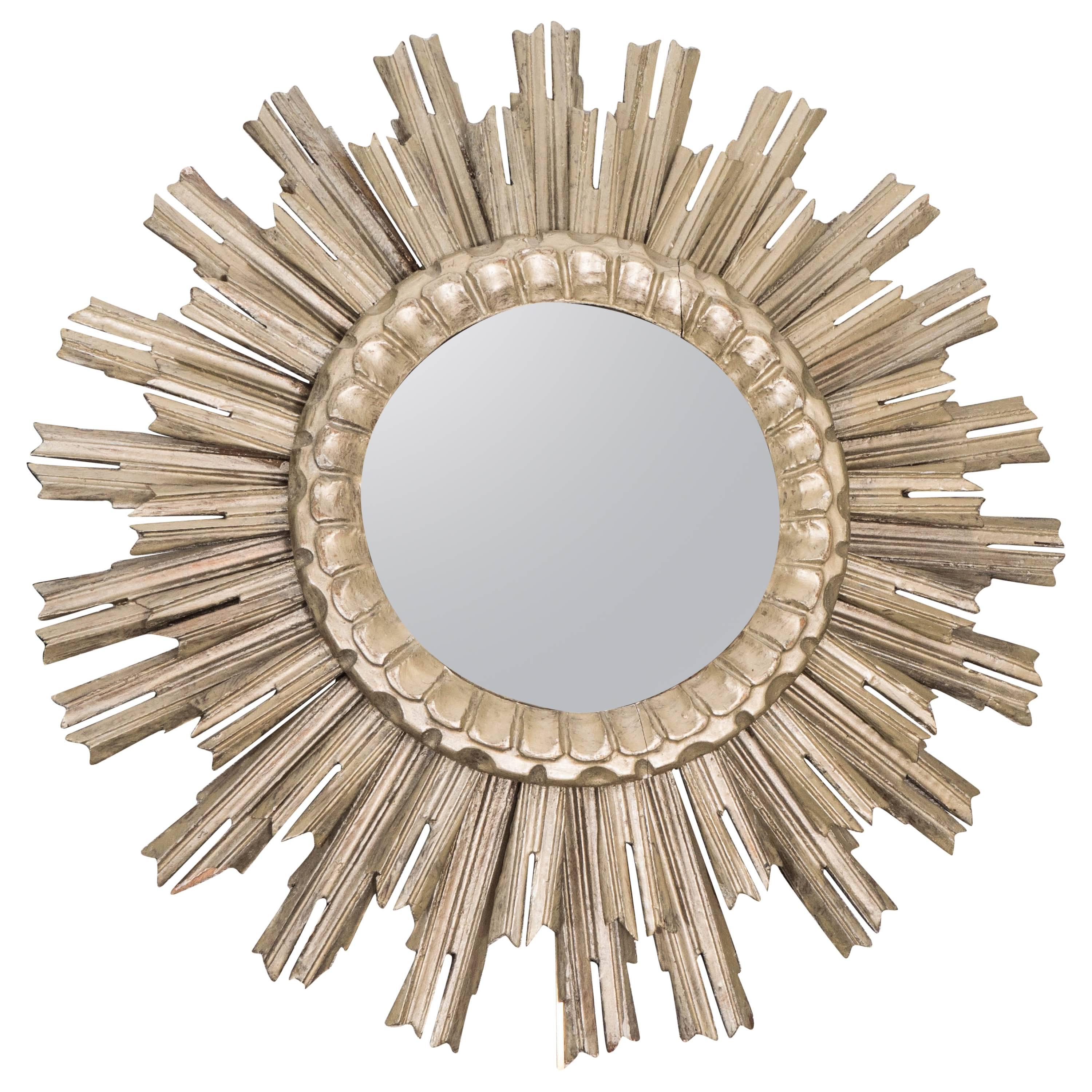Silvered Sunburst Mirror